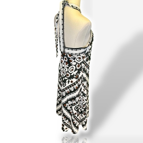 NWT Ann Taylor ‘Scarf Print Linen Blend Crossover Halter Dress’ in Black Size 2 - Picture 14 of 16